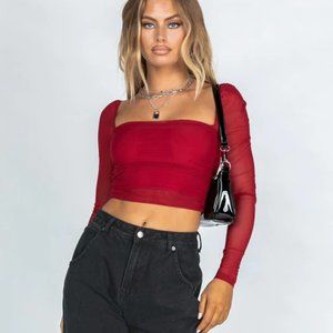 City Lights Long Sleeve Top in Red
